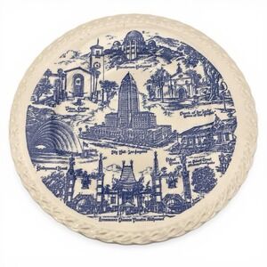 Los Angeles Souvenir 10" plate blue/white Vernon Kilns Vintage